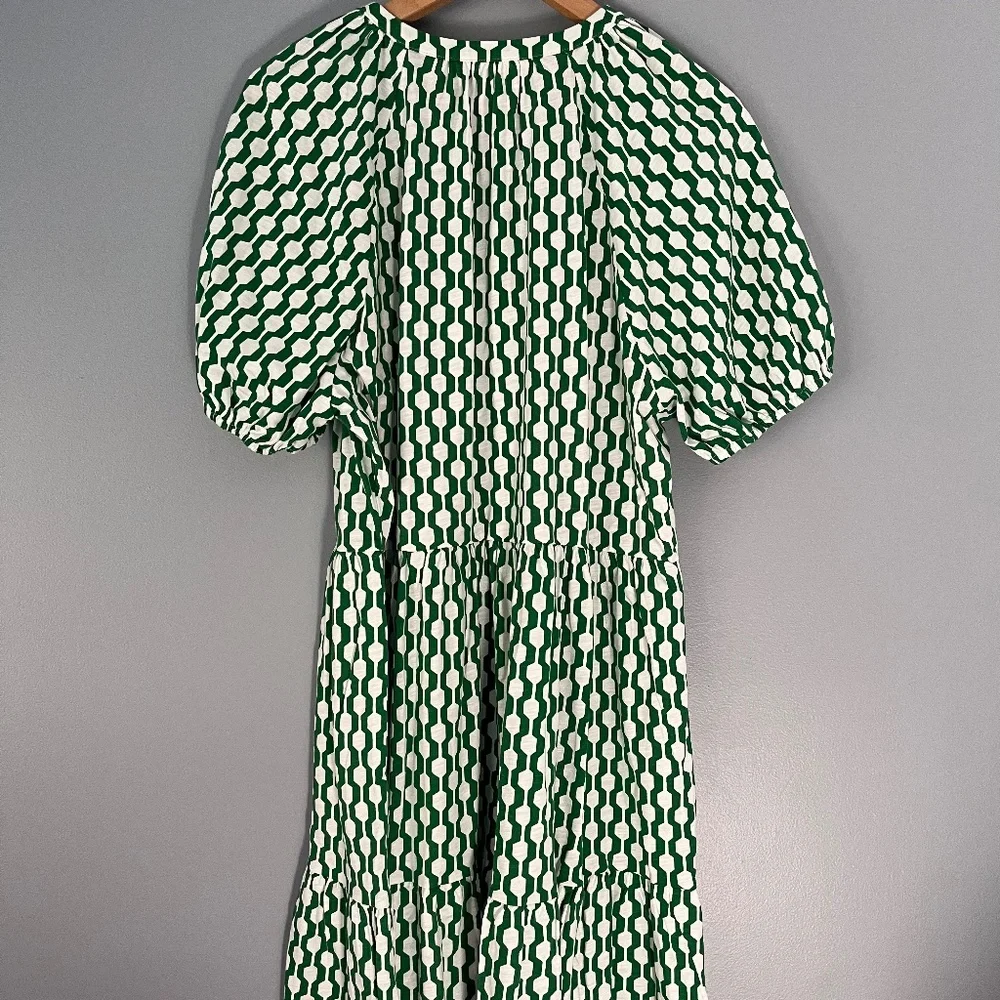 BODEN (NWT) Short Sleeve Jersey Mini Dress Rolling Hills Geo Azure US14R UK18R - Picture 3 of 5